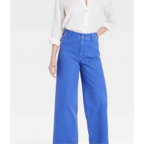 Universal Thread Women's High-Rise Sailor Wide Leg Ankle Jeans in Blue Size 12 - Picture 3 of 8